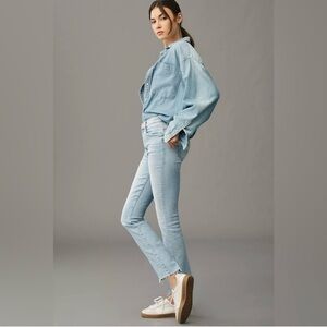 MOTHER The Insider Crop Step Fray Jeans in Limited Edition 27 Light Blue